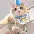 1set Cute puppy kitten birthday hat and scarf dog hat scarf pet birthday supplies cat and dog accessories