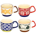 YWDL Japanese Flower Coffee Mug Set Retro Ceramic Milk Oats Mug Office Water Handgrip Cup Kitchen Party Drinkware Set 300ml