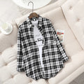 Fresh Flannel Plaid Shirt Women 2026 New Female Blouses and Tops Cotton Loose Long Sleeve Casual Shirts Fine Women's Clothes