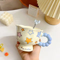 Cute ceramic cup as a holiday gift for girls - water cup with flowers, travel companion cup, coffee cup