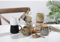 350ml Japanese Retro Ceramic Coffee Cup With Lid and Spoon Heat Resistant Stable Design For Milk Tea Breakfast Home Office Gift