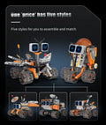 Digital display 5-in-1 transformable robot model assembly, remote control robot building blocks toy, children's toy gift