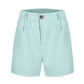 Cotton Linen Solid Shorts For Women Button High Waist Summer Loose Casual Pockets Shorts Female Pants Women Clothing
