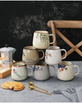 350ml Japanese Retro Ceramic Coffee Cup With Lid and Spoon Heat Resistant Stable Design For Milk Tea Breakfast Home Office Gift