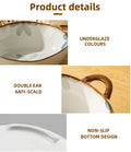Household Noodle Bowl 1500ml Ceramic Soup Bowl With Handle Salad Pasta Fruit Bowl Kitchen Tableware Microwave Oven Bakware