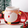 Santa 3D Hand-Painted Ceramic Mug with Handgrip Coffee Milk Tea Perfect Gift Christmas Holiday Gift Box Cartoon Creative