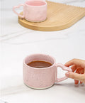 Korean Style ins Ceramics Cup 300ML Pink Love shape handle Coffee Mug Breakfast milk oatmeal cup Water  cup Valentine's Day Gift