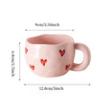 Hand Painted Heart Design Ceramic Coffee Mug With Handle For Milk Tea Romantic Gift Valentine Anniversary Couple Set