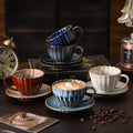 Vintage high-end striped kiln turned ceramic cup, hotel home office milk coffee cup, afternoon tea drinking cup