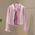 Women's Spring Summer Loose Cropped Blouses 2025 New Long Sleeve Thin Casual Coats Female Korean Fashion Streetwear Blusas Tops
