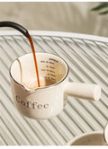 3oz/90ml Espresso Coffee Ceramic Small Milk Cup Wth Scale Coffee Measuring Cup Extraction Cup With V-Shaped Mouth Pitcher