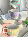 200ml Ceramic Mug Tulip Flower Cup Lovely Maiden Sense Water Cup Couple Style Coffee Cup Kitchen Drinkware Creative Mugs Cute