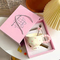 Cute ceramic cup as a holiday gift for girls - water cup with flowers, travel companion cup, coffee cup