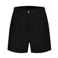 Cotton Linen Solid Shorts For Women Button High Waist Summer Loose Casual Pockets Shorts Female Pants Women Clothing