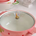 Strawberry ceramic instant noodle soup bowl cover soup bowl noodle bowl cute girl tableware set