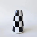 Minimalist Style Black And White Checkered Ceramic Flower Vase, Decorative Plant Pot For Home Bedroom, Living Room, Dining Table