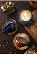 Vintage high-end striped kiln turned ceramic cup, hotel home office milk coffee cup, afternoon tea drinking cup