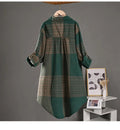 Checkered Shirt Woman Women's Buttoned Shirts Linen Blouses Woman Long Sleeve Shirts for Women Women's Vintage Blouse Elegant