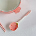 Strawberry ceramic instant noodle soup bowl cover soup bowl noodle bowl cute girl tableware set