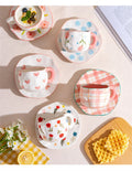 300ML Korean Style Hand Pinched Irregular Ceramic mug Hand-painted Flower Heart Coffee Cup Breakfast Milk Afternoon tea cup Gift