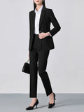 Single-Breasted Notch Lapel Suit Set: Slim-Fit Blazer & Formal Trousers, Minimalist Commuter Style with Elegant Sophistication