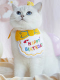 1pc Pet Bib Cats Dogs Burp Cloth Birthday Embroidery Cute Colorful Pets Supplies Bandana Party Clothing Dress Accessories TMZ