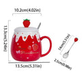 Cute Design With Lid Strawberry Mug Pink Color 450ML Capacity Coffee Mug Heart Art Easy To Clean Porcelain Mug Office Use