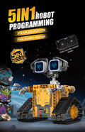Digital display 5-in-1 transformable robot model assembly, remote control robot building blocks toy, children's toy gift