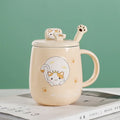 Cat-themed ceramic mug with lid and spoon cartoon style perfect for office or home use coffee cup mugs mug glass mug cup  mugs