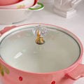 Strawberry ceramic instant noodle soup bowl cover soup bowl noodle bowl cute girl tableware set