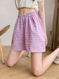 Summer Home Shorts Women's High Waisted Slimming Wide Leg Pants Sports Casual Pants Loose Plaid Pajama Pants