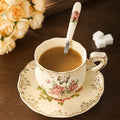 Beautiful ceramic cups with floral patterns, coffee cups, tea sets, water cups. Suitable for family use or afternoon tea.