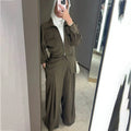 VTKW Collar Zipper Waist-restricting Design Pure Color 2025 Spring Summer Women's Blazer High-quality Loose Pants Two-piece Set