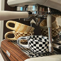 Unique INS Ceramic Coffee Cup Hand Pinched Plaid Water Cups Heat-resistant U-shaped handle Irregular Chessboard Mugs Breakfast