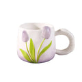 Tulip Ceramic Mug with Lid & Spoon 400ml Coffee Tea Cup, Valentine's Day/Teachers Day Gifts for Couples, Women, Home Office Use