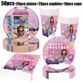 Gabby Dollhouse Birthday Party Supplies Plates Cups Tablecloth Napkins Gabby Cat Birthday Decoration Supply Kit Kids Party Favor