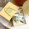Cute ceramic cup as a holiday gift for girls - water cup with flowers, travel companion cup, coffee cup