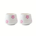 2pcs 160ml/5.4oz cute cherry blossom tea cup, handleless Chinese ceramic tea cup coffee cup, suitable for hot chocolate, milk