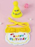 Cat Dog Birthday Bib and Party Hat Mini Doggy Cat Adjustable Bandana Scarf Pet Birthday Outfit Puppy Supplies