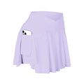 CHRLEISURE Womens Tennis Skirt with Pockets Crossover High Waisted Athletic Golf Skorts Running Workout Skirts 2 in 1