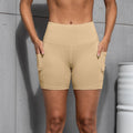 Women Shorts with Pockets Sexy Butt Lifting Fitness Cycling Tights Slim Solid Color High Waist Sports Shorts Casual Fashion Wear