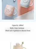 Cat-themed ceramic mug with lid and spoon cartoon style perfect for office or home use coffee cup mugs mug glass mug cup  mugs