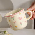 Ceramic Mugs for Milk Coffee Breakfast Ins-Style with Unique Flower Pattern Creative Cups as Perfect Gifts Dormitory Use New