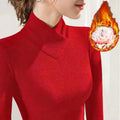 Autumn Winter New Semi High Neck V-neck Women's T-shirt Fleece Wearing Inside Women's Thermal Underwear Women Clothing