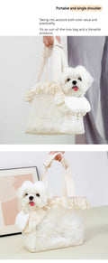 Onecute Lace Pet Carrier Bag - Handheld Shoulder Puppy Purse for Small Dogs, Chihuahua, Cats - Dog Walking Accessories
