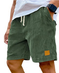 2026 New Mens Corduroy Shorts Retro Embroidered Logo Lace Up Casual Summer European American Fashion Drawstring Beach Pants