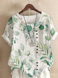 2025 Summer retro fashion printed loose casual shirt top, suitable for casual or vacation ladies' beachwear