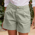 Cotton Linen Solid Shorts For Women Button High Waist Summer Loose Casual Pockets Shorts Female Pants Women Clothing