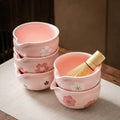1/2Pcs Ceramic Matcha Bowl,Sakura Japanese Style Matcha Bowl Artistic Ceramic Tea Ceremony Bowl Salad Bowl For Matcha