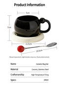 OANKR Ceramic Tea Coffee Cup Set, 180ml Coffee Mug with Saucer and Stainless Steel Spoon for Latte, Cappuccino, Americano Gift